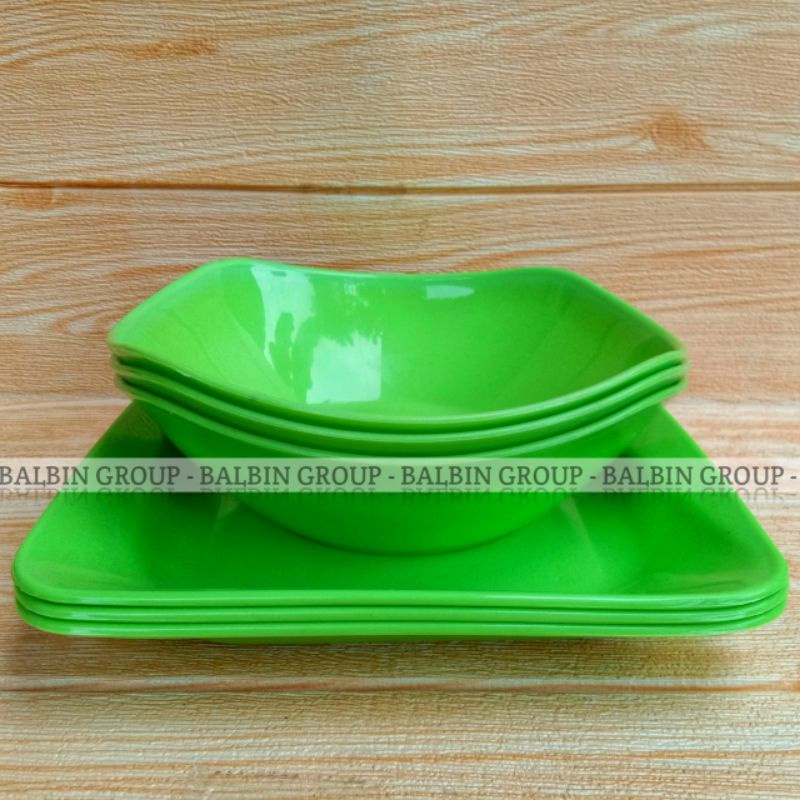 promo 6 picis isi 3 piring kotak dan 3 mangkuk sup // piring kotak 23 cm // mangkok sup 17,5 cm // spesial berkualitas food grade