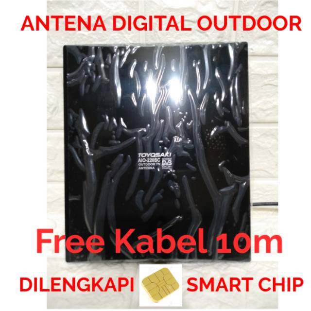 ANTENA TV DIGITAL OUTDOOR TOYOSAKI AIO 220SC FREE KABEL 10M