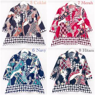 JB 80 Atasan blouse batik asimetris  kombinasi lengan 