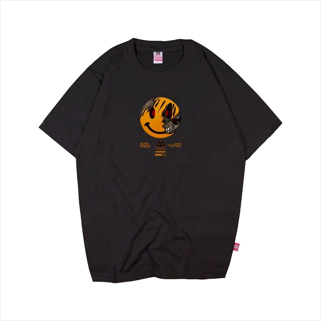SKULL SMILLE / ALIVE ANGGEL / KAOS DISTRO ORIGINAL / POLOS / HITAM / TENGKORAK / BAJU CUSTOM / OBLAN