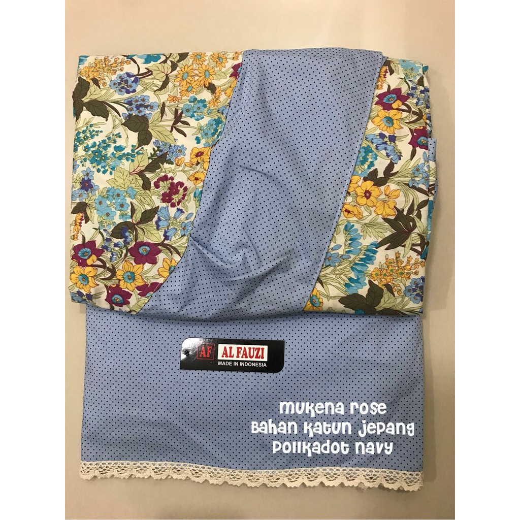 Mukena katun Jepang Rempel polkadot Navy afc Afc