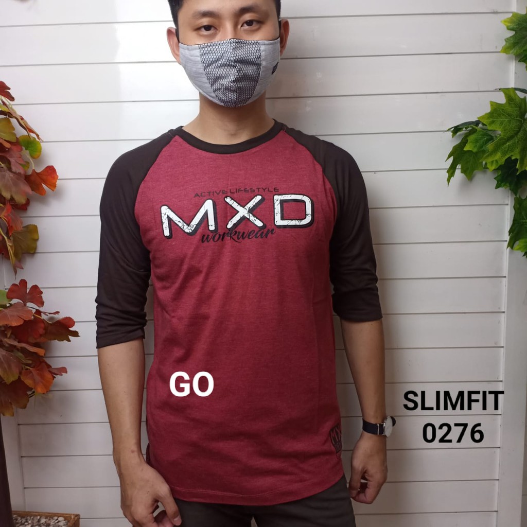 gof MAXMILLIAN KAOS Panjang 3/4 (Slimfit) Pakaian Pria Atasan Kaos Oblong Original Lengan Panjang