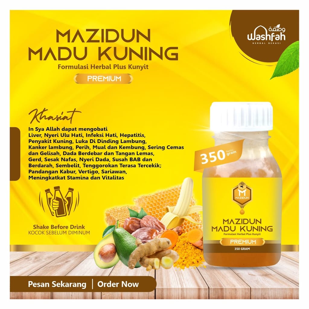 Madu Mazidun Kuning Premium Mengatasi Keluhan Lambung dan Sakit Kuning Kemasan 350 Gram
