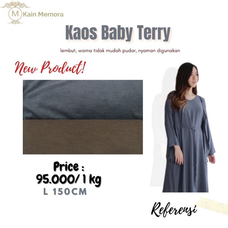 Kain Memora Kain Kaos Baby Terry Warna Abu Tua dan Coklat Tua Lebar 150 cm Murah Banget