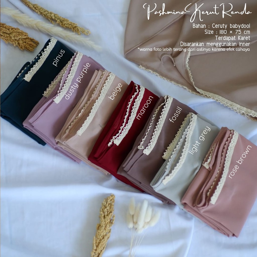 TERLARIS!! BEST SELLER!!! HIJAB/JILBAB PASHMINA_PASHMINA KERUT RENDA_BAHAN CERUTY BABYDOLL PREMIUM