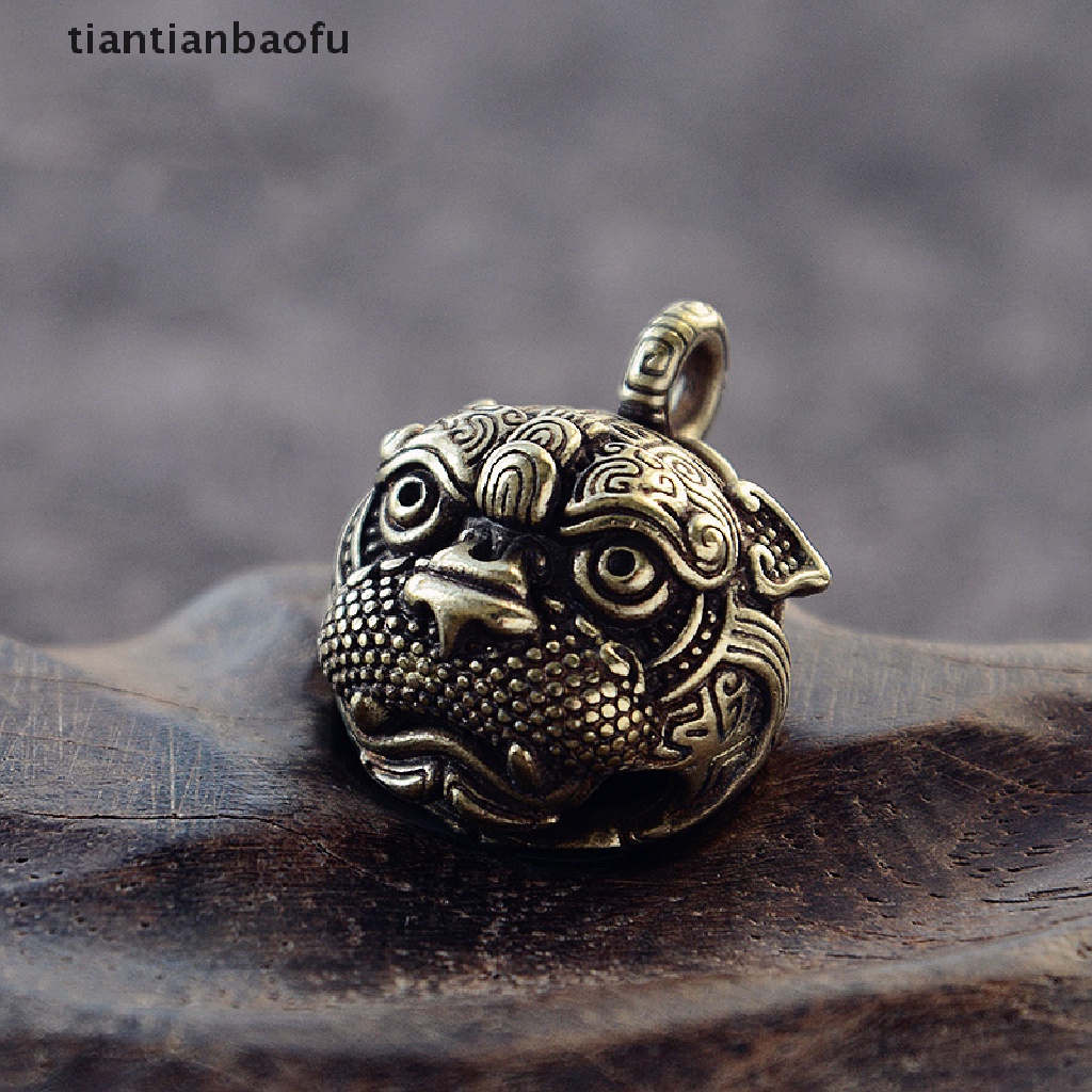 [tiantianbaofu] Brass big-eyed brave bell head-driven antiques and old accessories Boutique