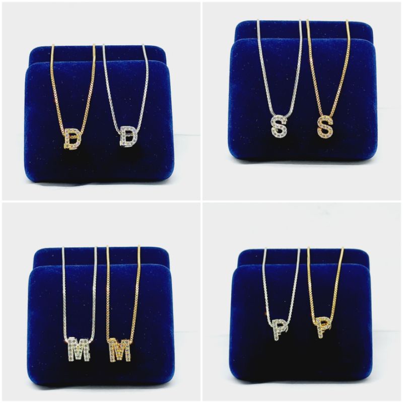 KALUNG PERAK 925 ASLI SILVER LAPIS EMAS/KALUNG ITALI SANTA+LIONTIN HURUF (NAGITA) MP/ASLI SILVER 925