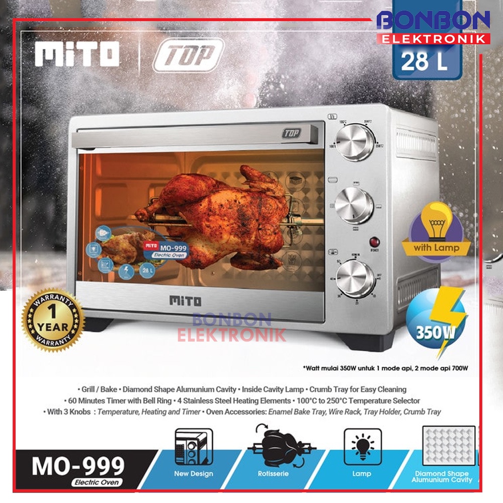 MITO Oven Listrik Top MO-999 28L Pemanggang Kue MO999 28 LITER