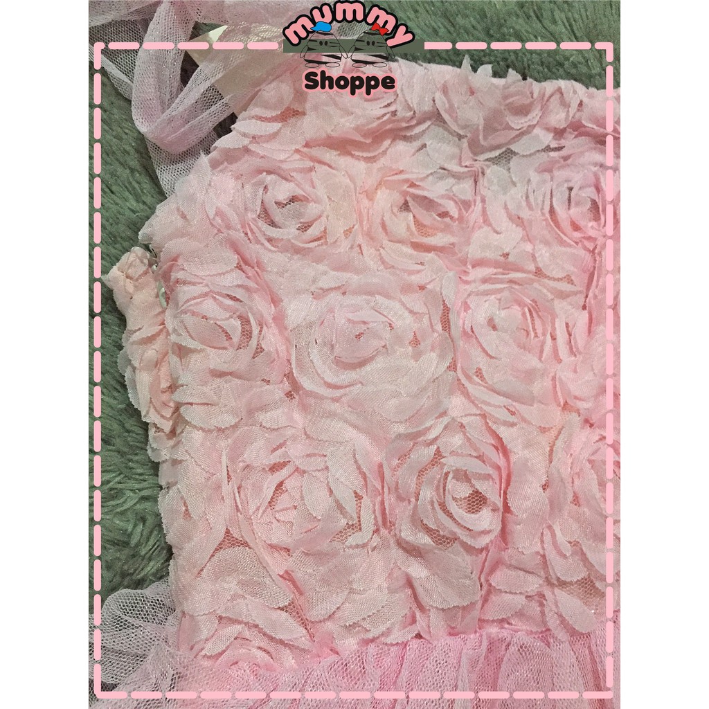 Dress rose pink 203 baju anak perempuan model dress dengan aksen bunga mawar 3D