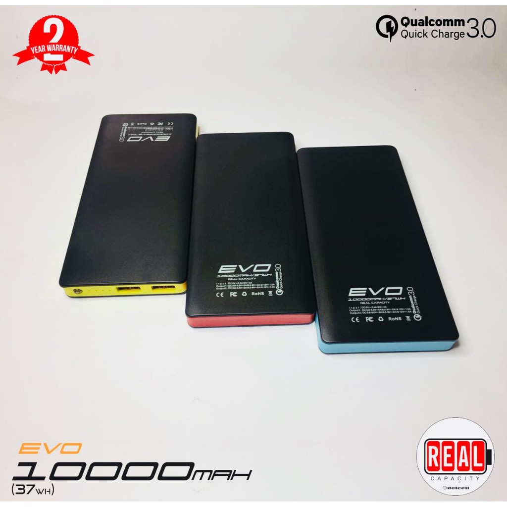 Powerbank QC 3.0 Delcell Evo 10000 mah Original Delcell Evo 10000mah Quick Charge Garansi Resmi 2 th