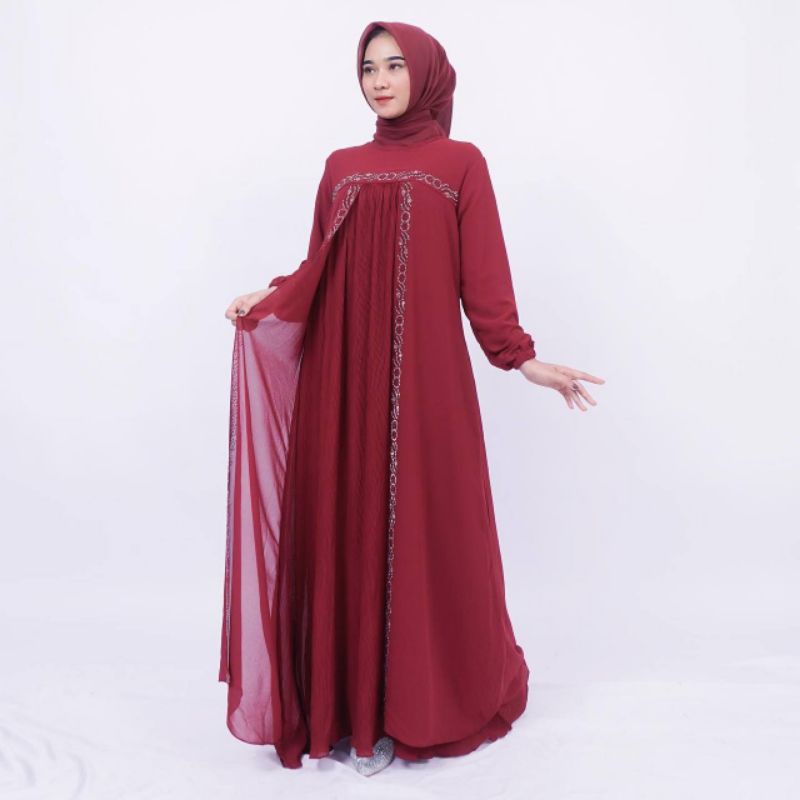 FAMYS - Gamis Dress Amanda Payet 004780-Maroon