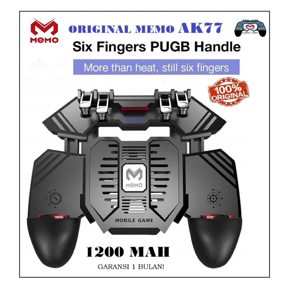 ORIGINAL MEMO AK77 GAMEPAD GAMING TRIGGER 6 FINGER L1 R1 L2 R2 FAN COOLER PLUGGED