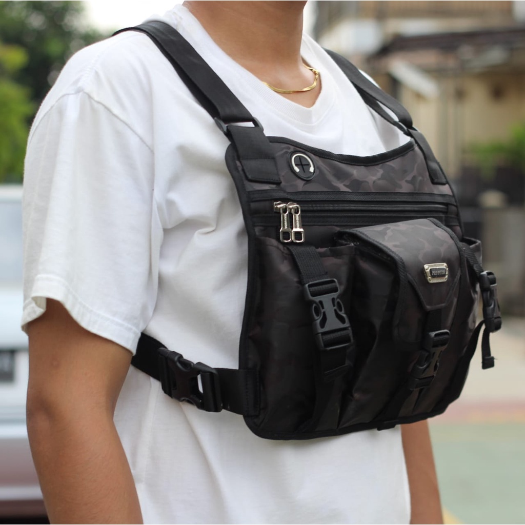Tas Dada Kulit PU Leather Polo Amstar Polo Amstar Chest Bag Chest Rig Bag Tas Rompi  Selempang Dada
