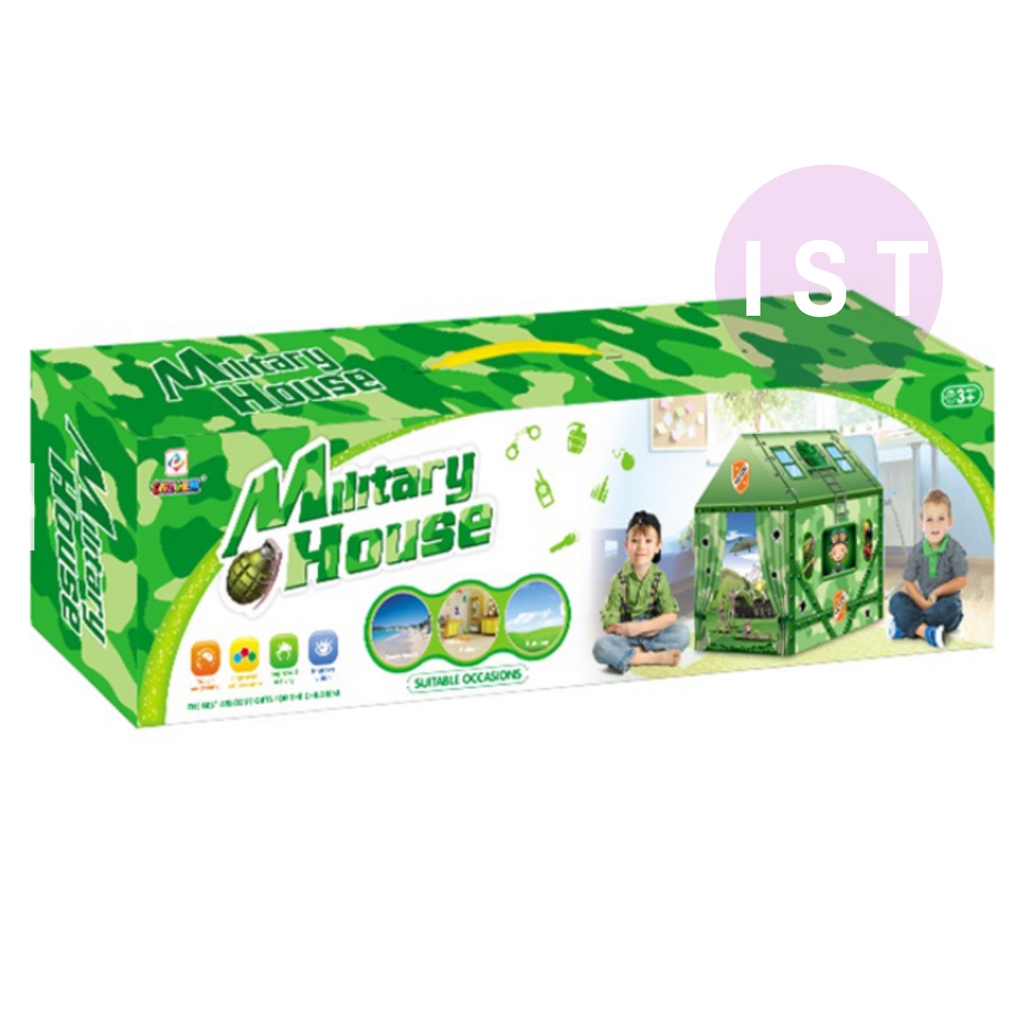 MWN Play Tent Indoor Outdoor Military House 995-7070C - Tenda Rumah Anak