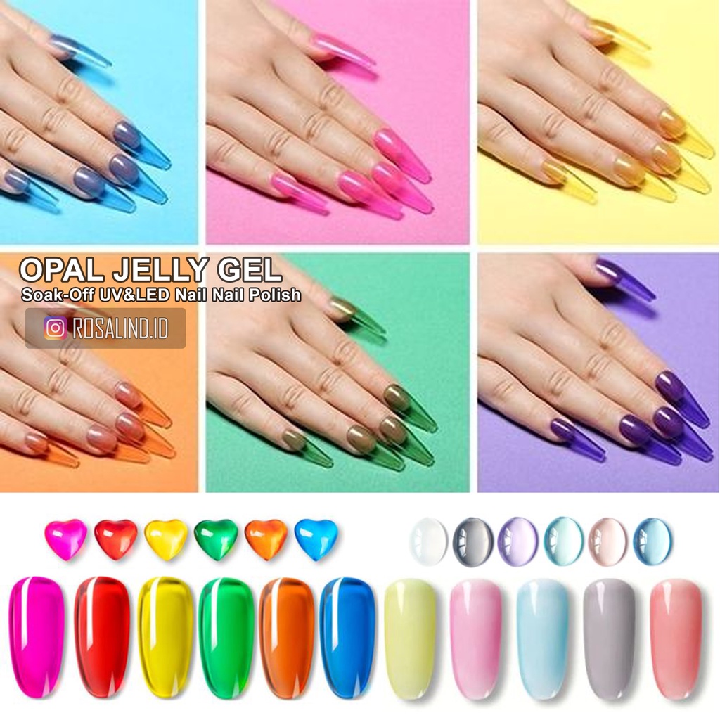 ROSALIND Jelly gel polish Indonesia - Glaze Jelly - Kutek transparan - Gel UV LED murah Opal gel UV