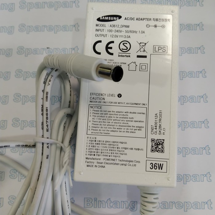 UNTUK ADAPTOR SAMSUNG dan LG 12V 2A