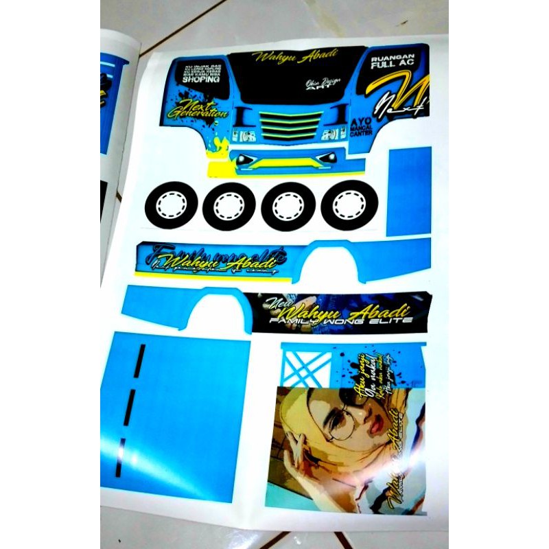 WAHYU ABADI NEW (INI STIKER,,,BUKAN TRUCK) PAPERCRAFT MINIATUR TRUCK OLENG WAHYU ABADI NEW