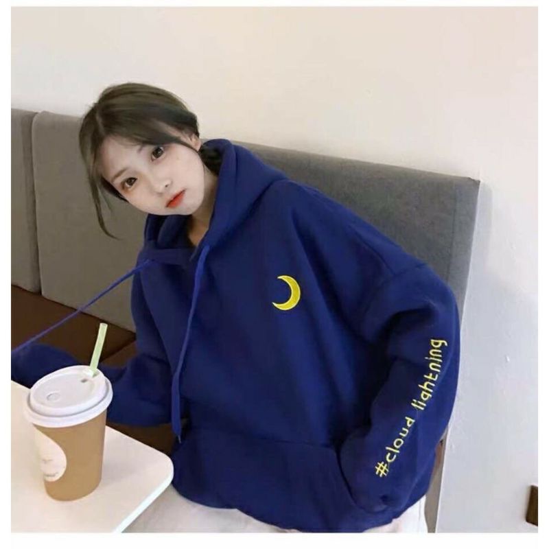 S - XXXXXL(6XL) Hoodie CLOUD LIGHTNING Cute Sweatshirt Wanita BIGSIZE OVERSIZE Jaket Moon Sun Cloud Rain Korean Style Jumbo Jumper