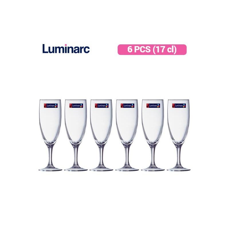 Luminarc 12063 (6 Pcs) - Gelas Berkaki Elegance Flute 17 cl ( 6 Pcs )