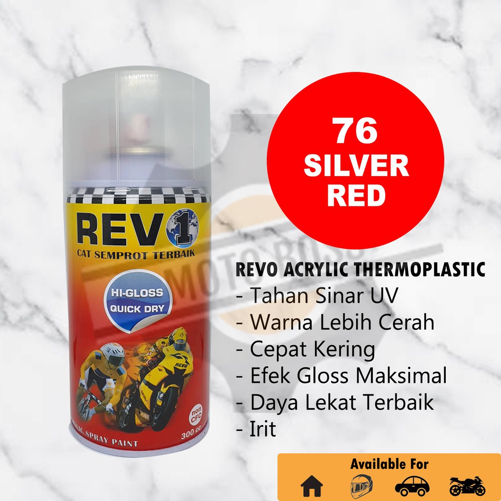 

Cat Semprot Acrylic Revo Silver Red / Merah Silver 76 - Pilok Pilox Akrilik