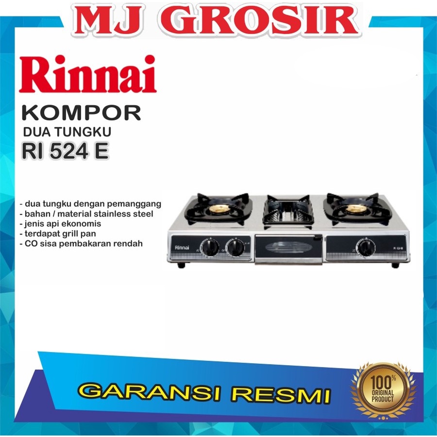 PROMO KOMPOR 2 TUNGKU RINNAI RI 524 E STAINLESS