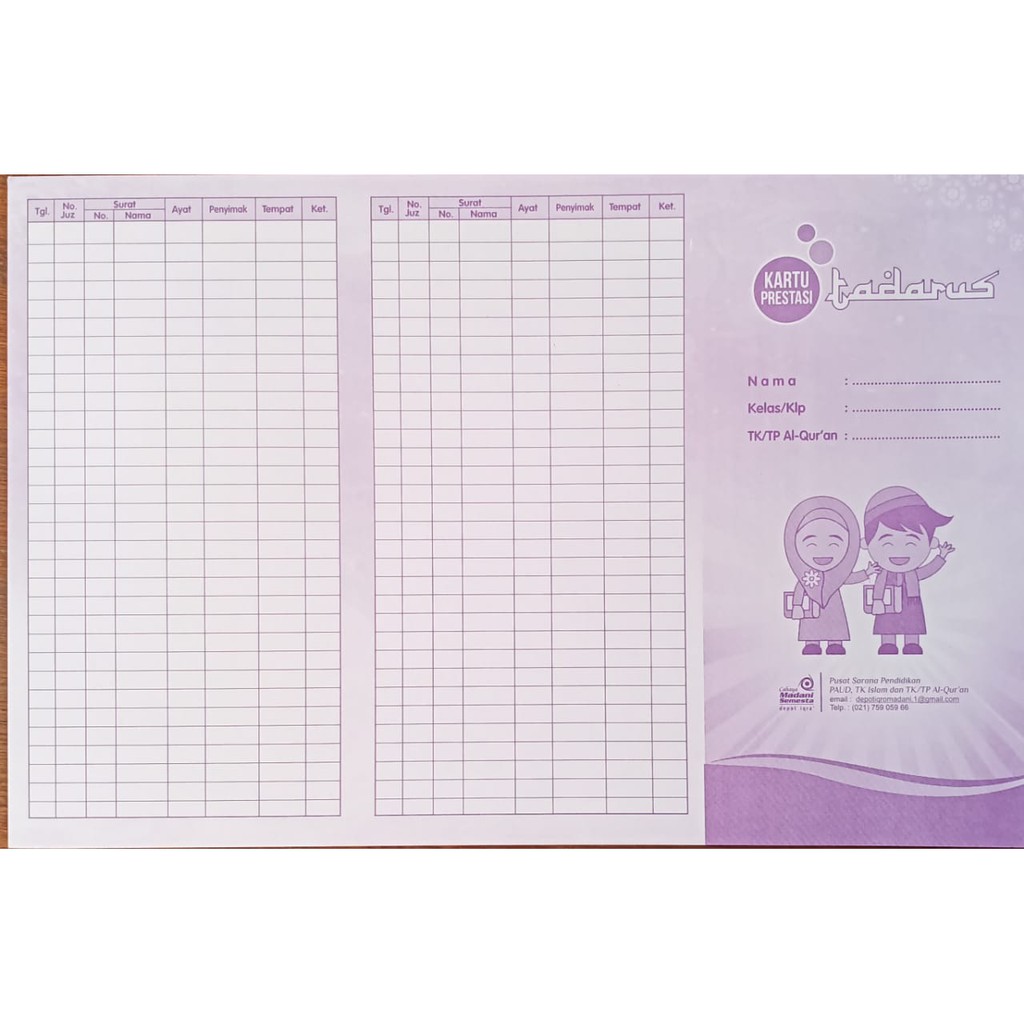 

Kartu Prestasi Tadarrus TKA TPA (Isi 10 Lembar)