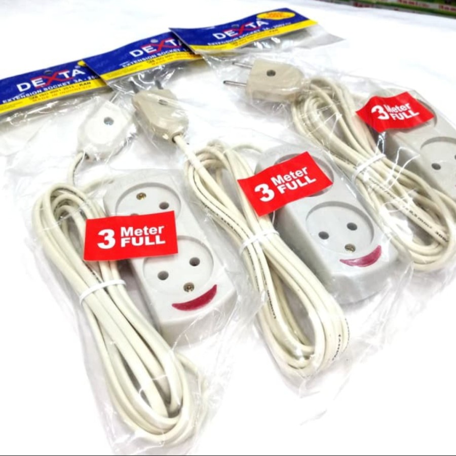 Dexta Stop Kontak Gepeng + Kabel Olor 3m 3 Meter Terminal 2 3 4 5 Lubang