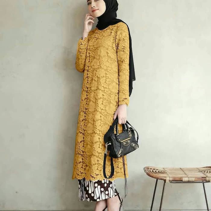 Tunik Brukat Jumbo Hafifa SC bahan brukat cord glitter fit to XL - Ungu
