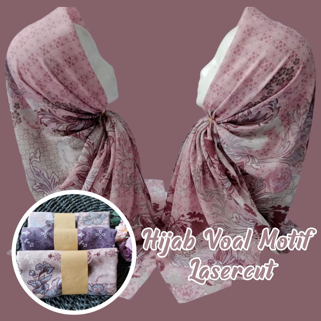 HIJAB SEGI EMPAT VOAL PREMIUM MOTIF TERBARU / HIJAB CANTIK/ kerudung segi empat terbaru 2022