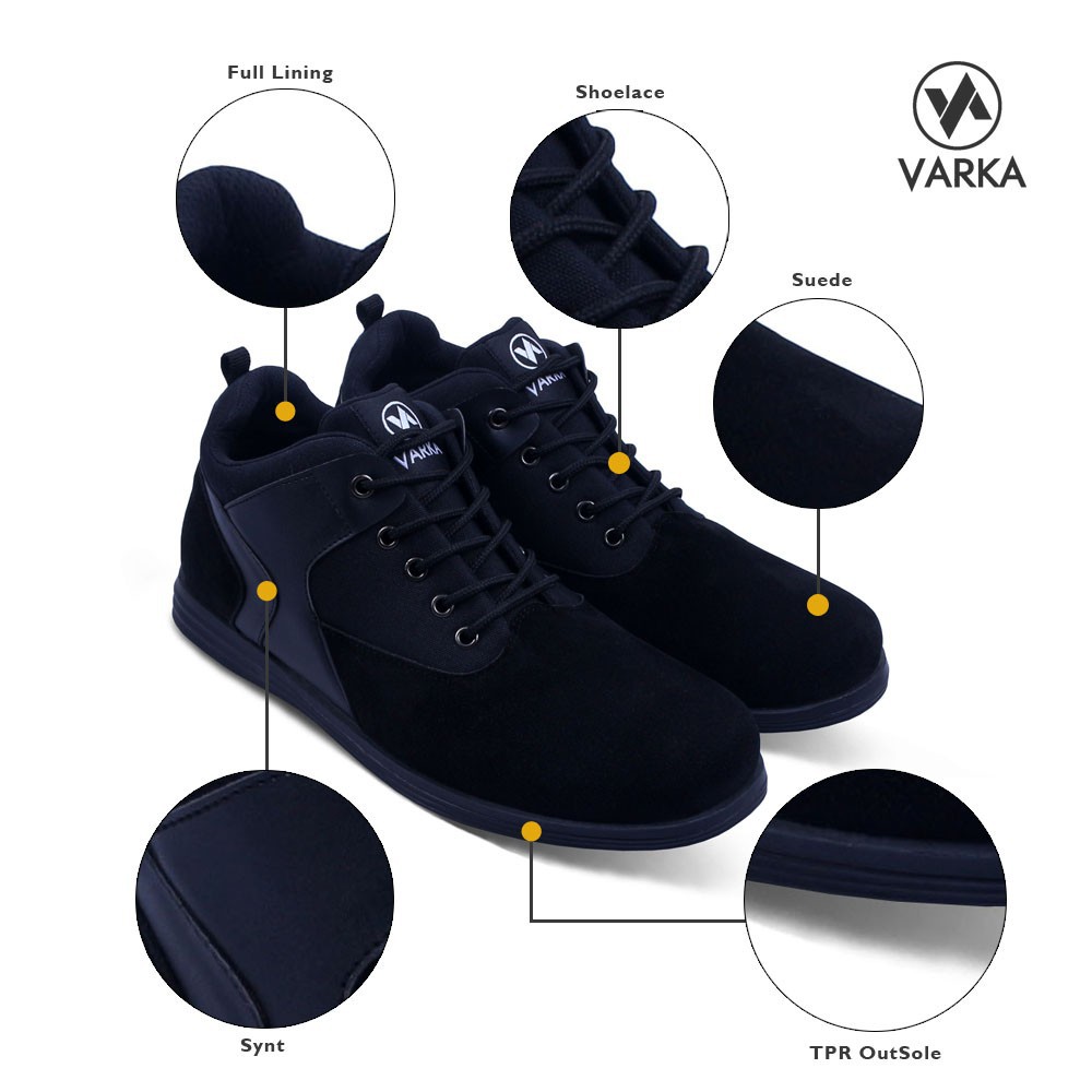 Sepatu Kasual Pria V 130 Sepatu Semi Formal Boot Terbaru Brand Varka Murah Berkualitas Warna Hitam