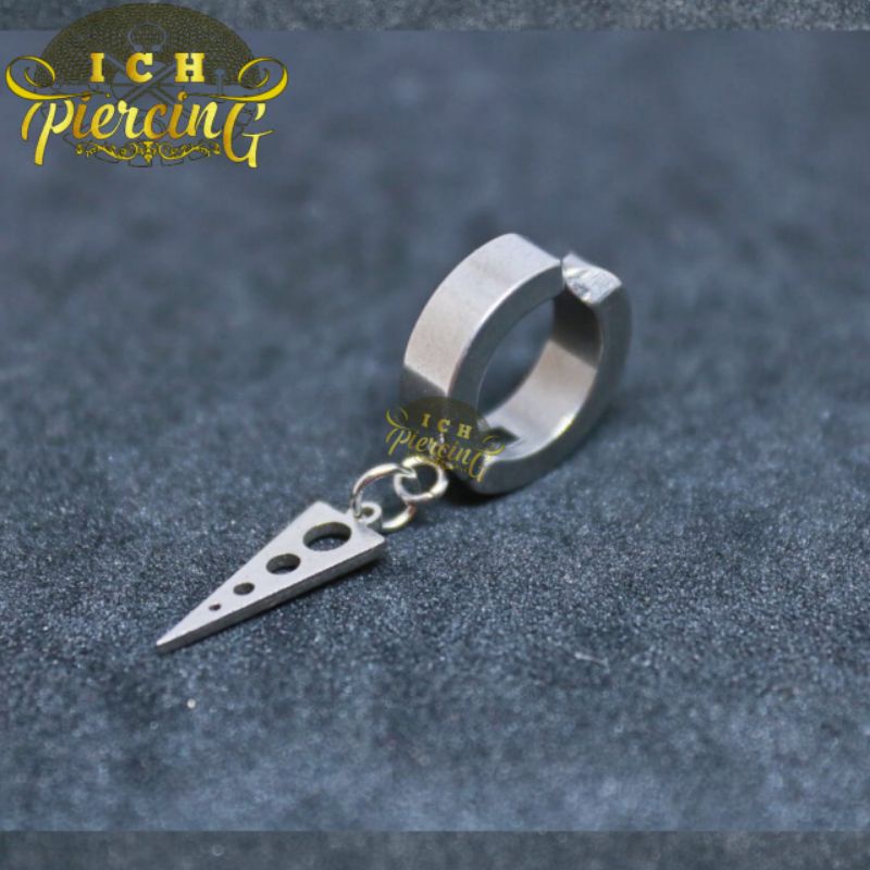 Anting Tindik dan Jepit Gantung Model Segitiga lancip titanium anti karat