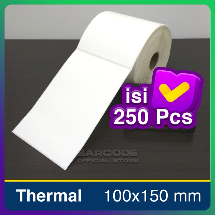 

LABEL BARCODE 100 X 150 KERTAS STICKER THERMAL 100x150 mm (250 pcs) / KERTAS PRINTER RESI PAKET