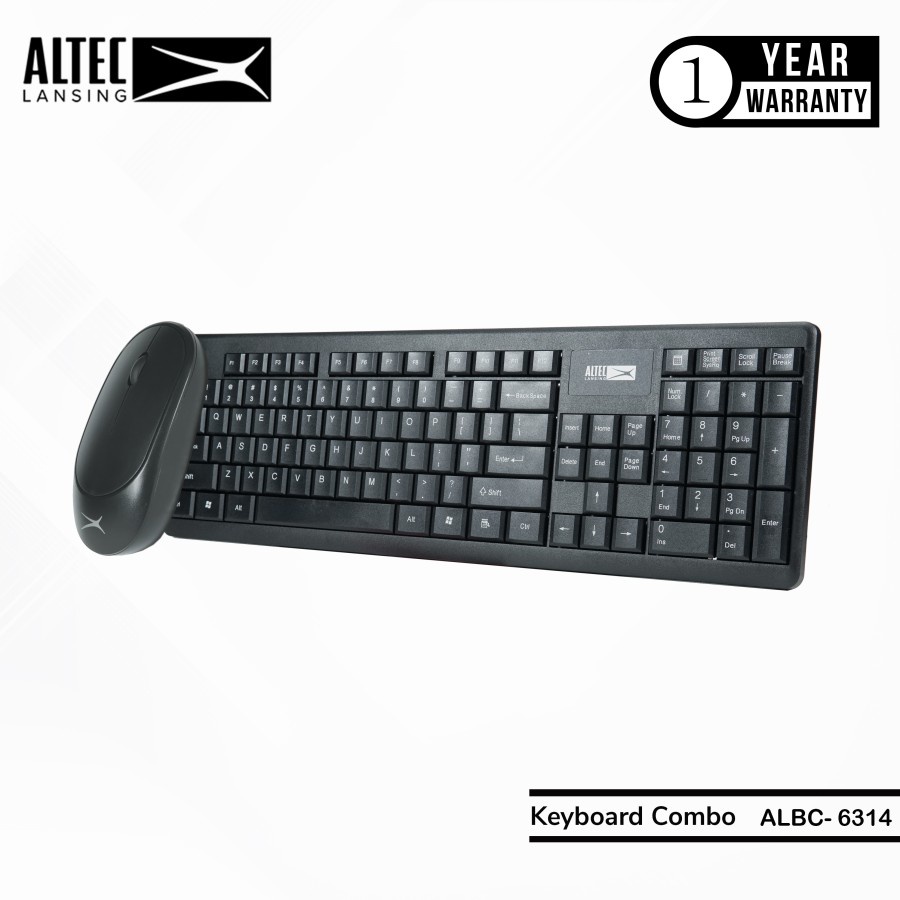 Altec Lansing Keyboard + Mouse Wireless ALBC6314 Black Silent Design