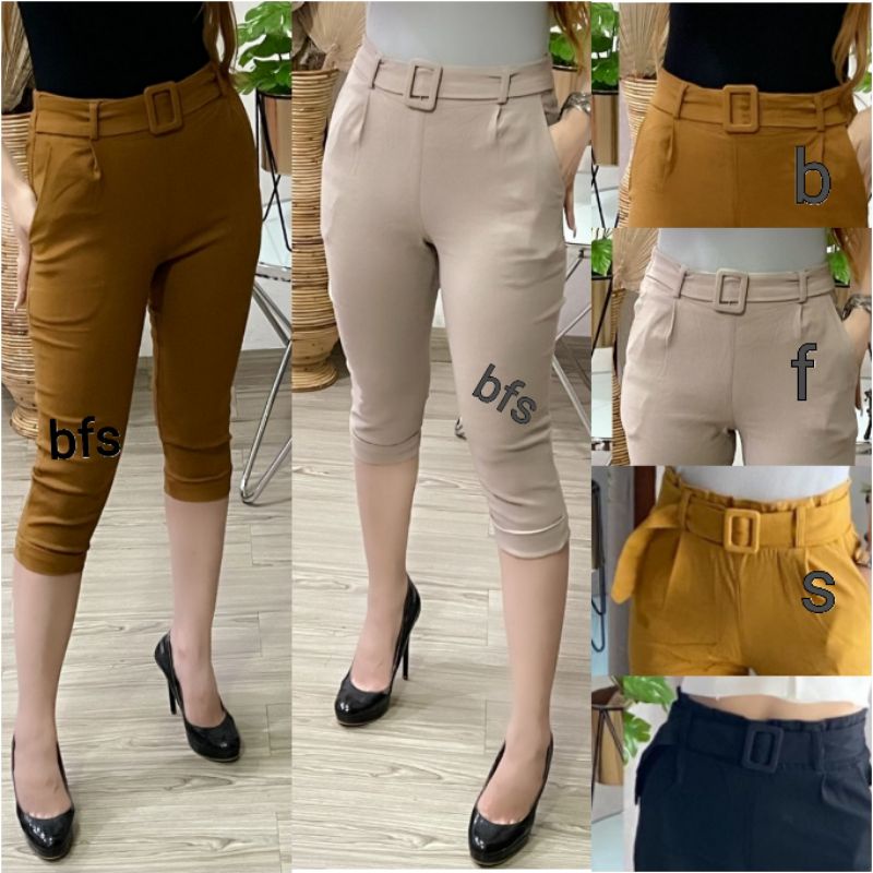 Celana 7/8 SoftJeans Impor wanita belt 9038