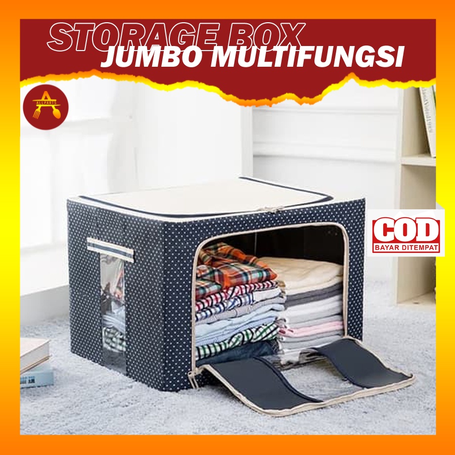 Storage Box Pakaian Kotak Serbaguna Jumbo Kotak Penyimpanan Multifungsi Container Kontainer Box Besar 66 Liters Frame Baja
