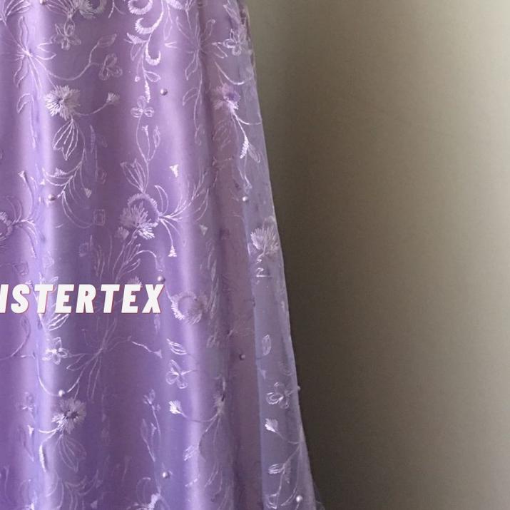 ✤ Bahan Kebaya Brokat Brukat Tile Mutiara Bordir Premium Mewah Meteran Bulgari Warna Ungu Purple Lil