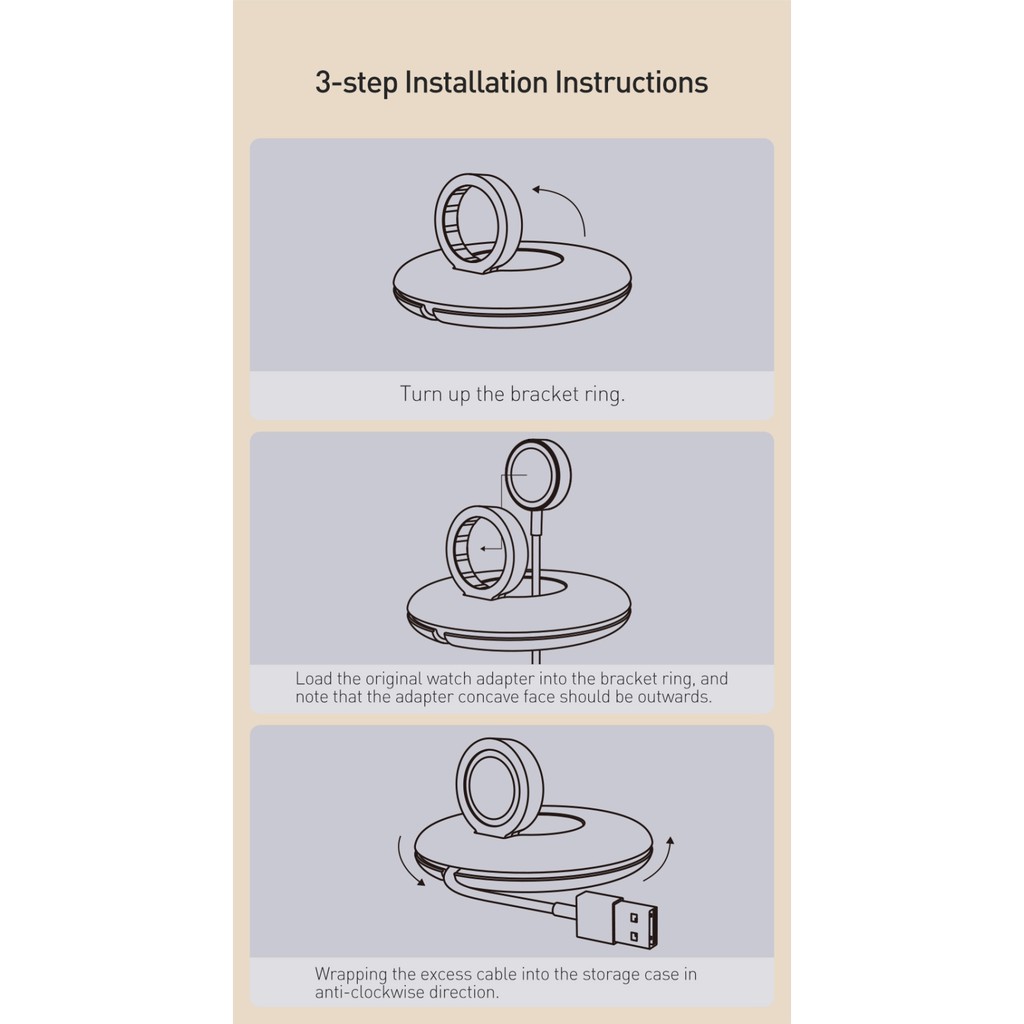 Baseus Apple Watch Charger Dock Stand Kabel Data Winder