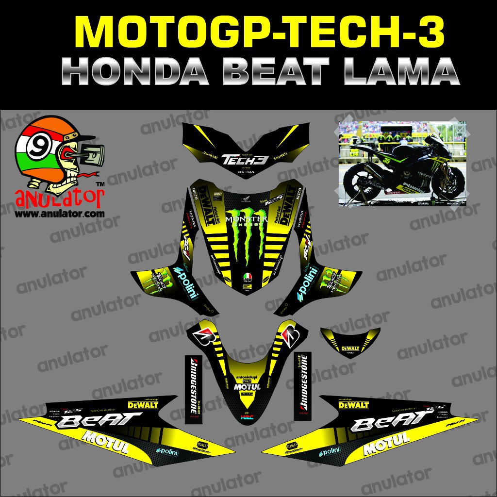 Sticker Striping Motor Stiker Honda Beat Karbu Motogp Tech 3 Spec