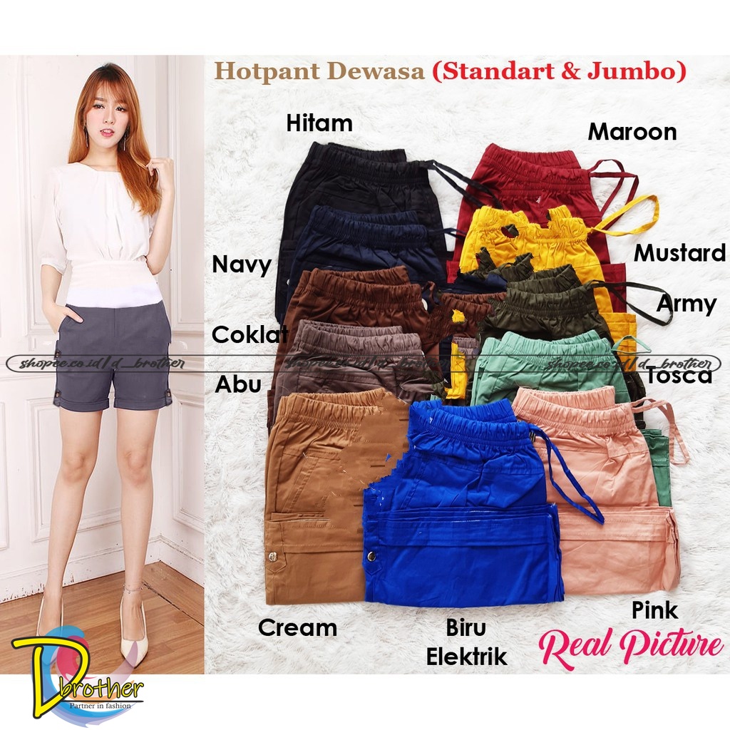 HOTPANT KATUN WANITA CELANA HOTPANTS HOT PANT KATUN STRETCH WANITA STANDART L DAN JUMBO XXL