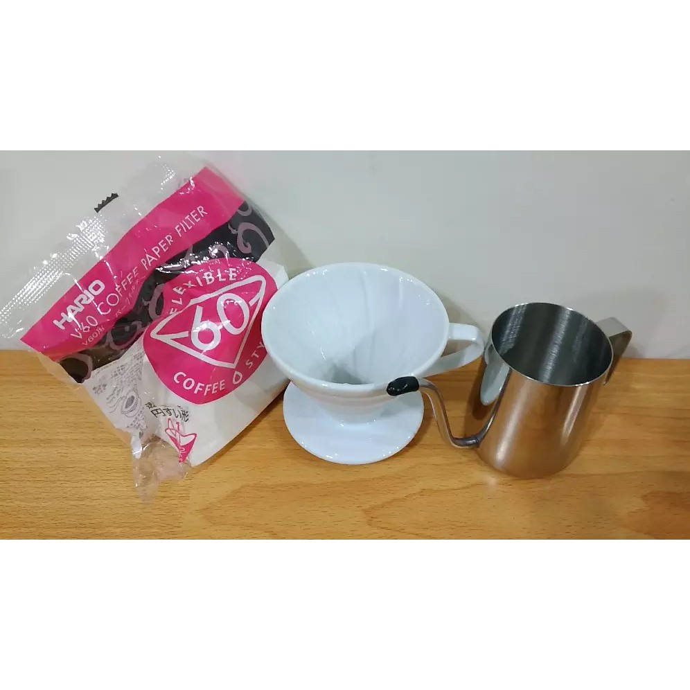 Promo Pourover V60 Keramik V01 Paper Filter Hario 1-2 Org Teko Leher Angsa Stainless Steel
