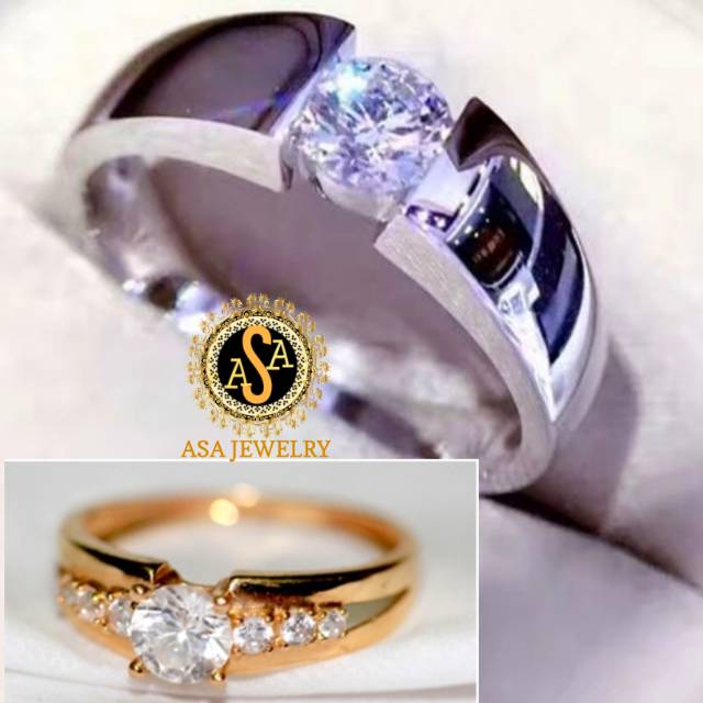 Cincin kawin nikah tunangan couple Palladium dan emas A911
