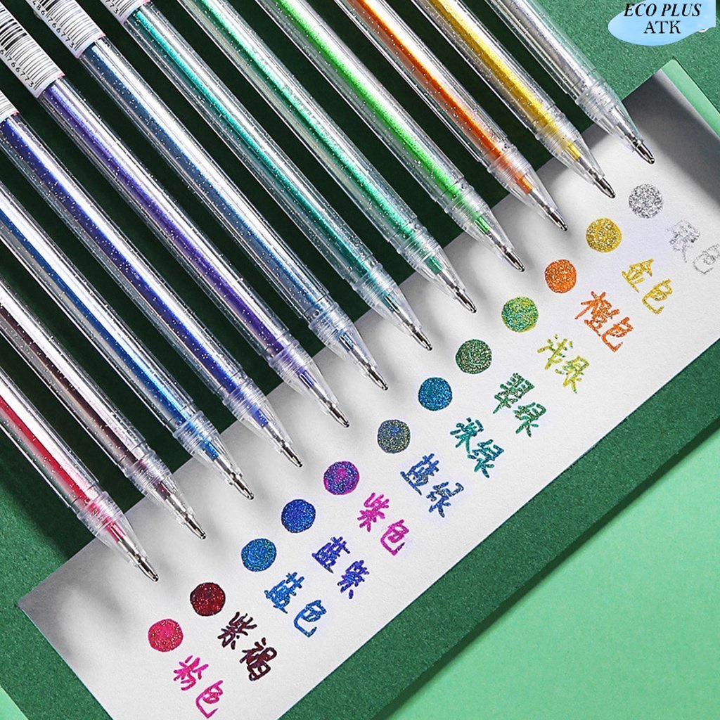 Pulpen Metalik 1.0mm Gliter Warna Warni Stationery Sekolah Kantor ATK