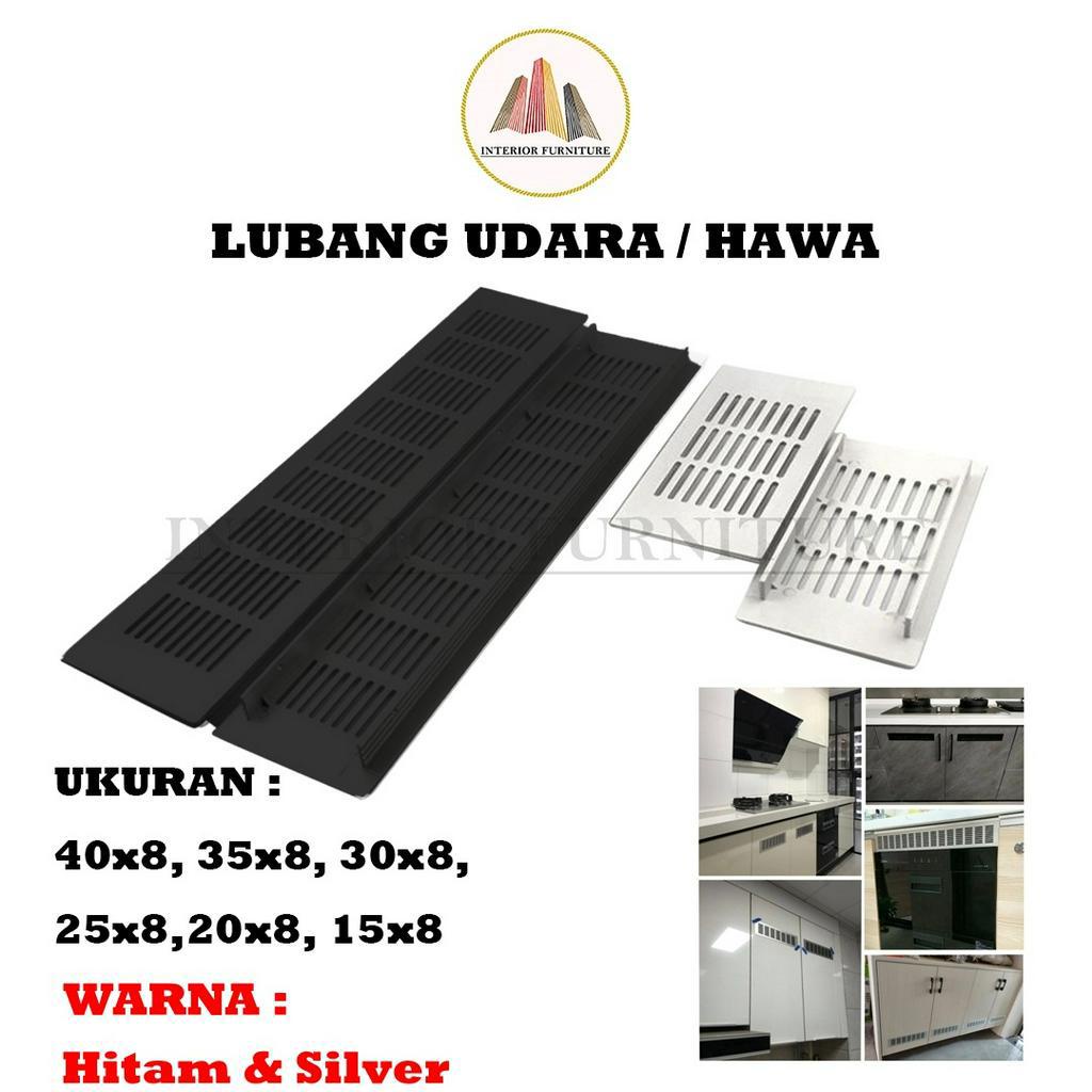 Sarangan Saringan Lubang Hawa 8 x 15-40 cm hitam anodize Ventilasi Aluminium Angin Kotak Angin Udara