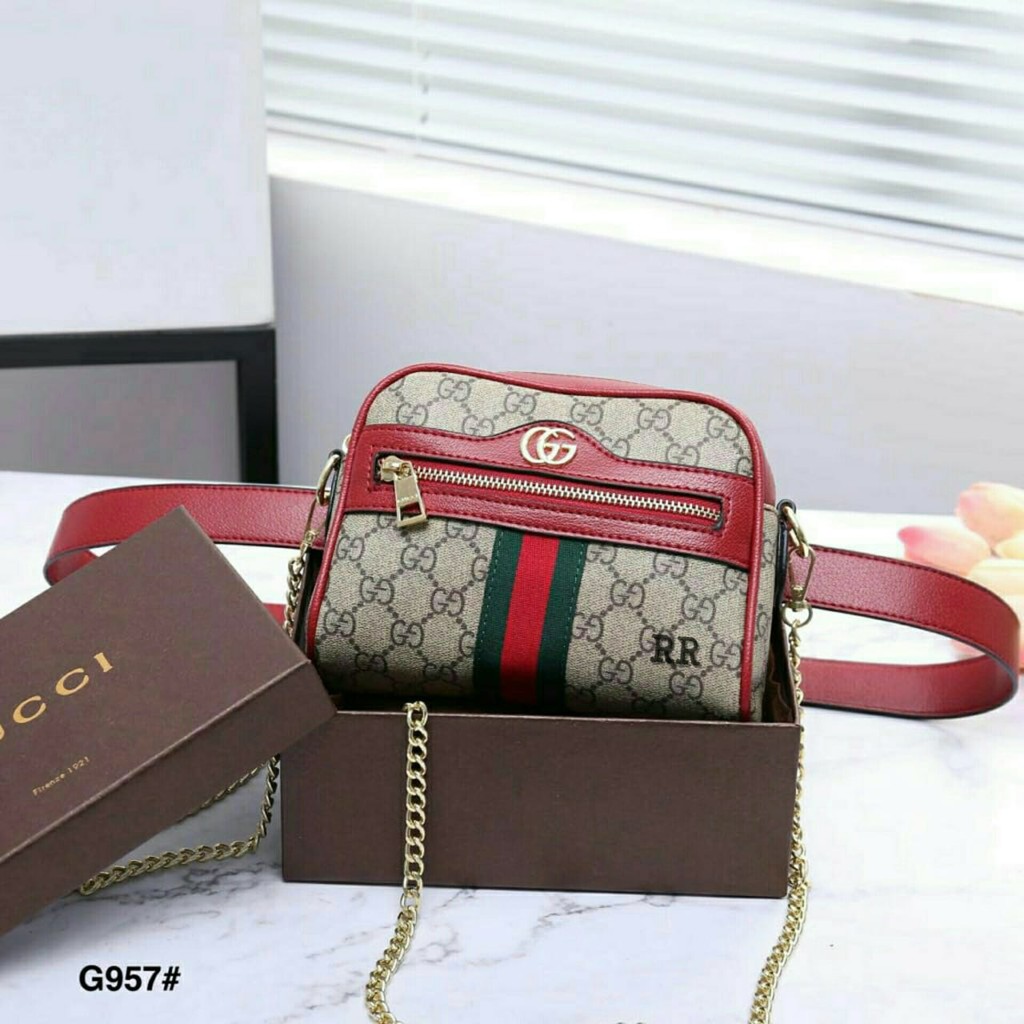 Tas Waistbag Wanita Waistbag Gucci 2 Tali/Realpict selempang waistbag kado aksesoris fashion wanita