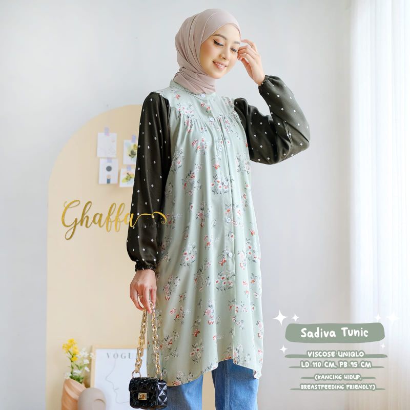 SADIVA TUNIC BY GHAFFA THE LABEL (BLOUSE MOTIF) Blouse muslimah rekomeded