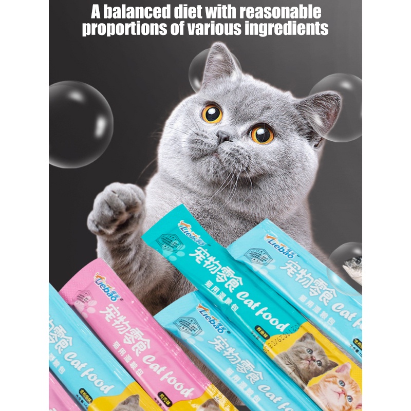 【Beli 10 Gratis 3】Snack Kucing Snack Hewan Peliharaan 15g/Strip Snack Pengemukan Kucing Pelengkapa Hewan Peliharaan