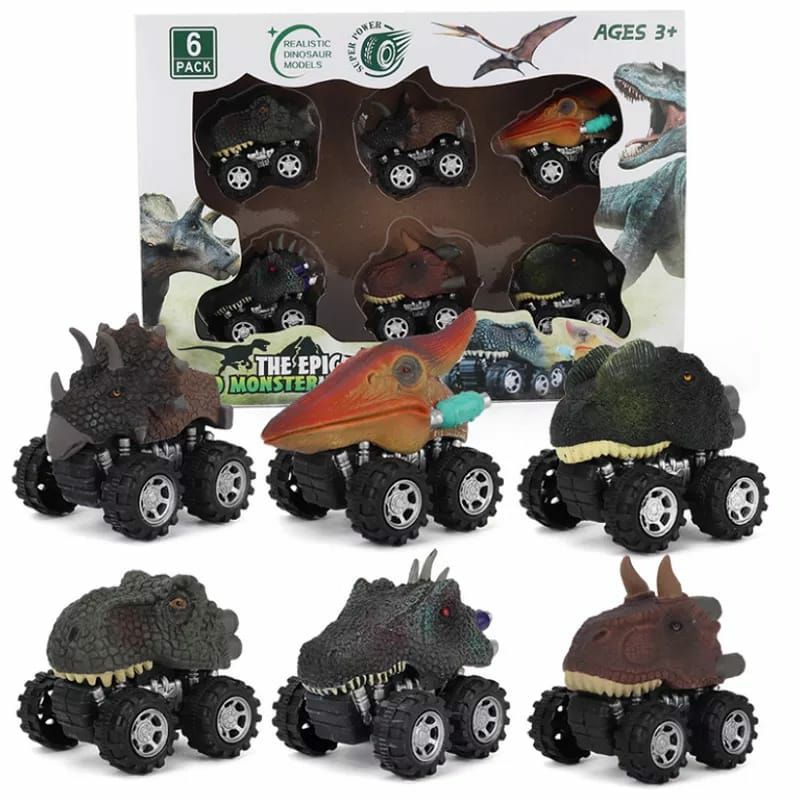 Mainan Mobil Dinosaurus Cars 6pcs Kado Paket Mobil Dino Toys Car Pull Back Hadiah Ultah