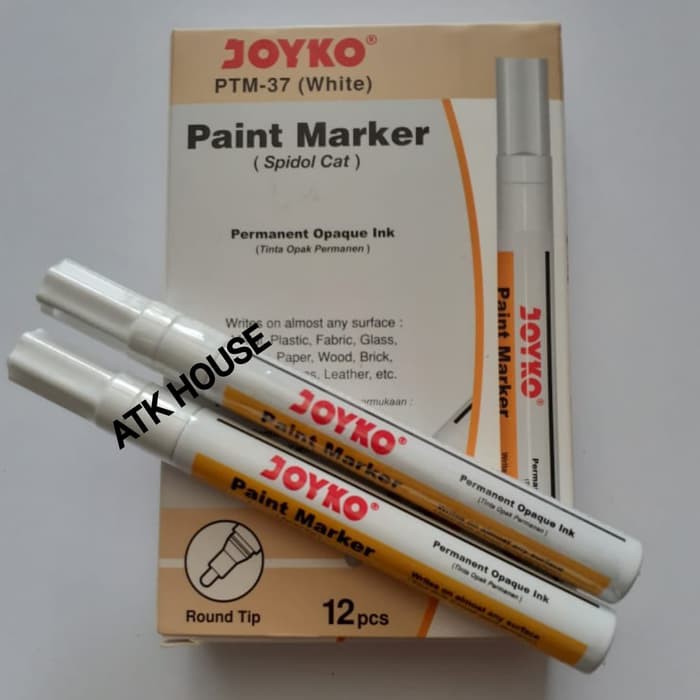 Spidol Paint Permanent Marker White JOYKO PTM37/Spidol Cat Putih White/Spidol Putih