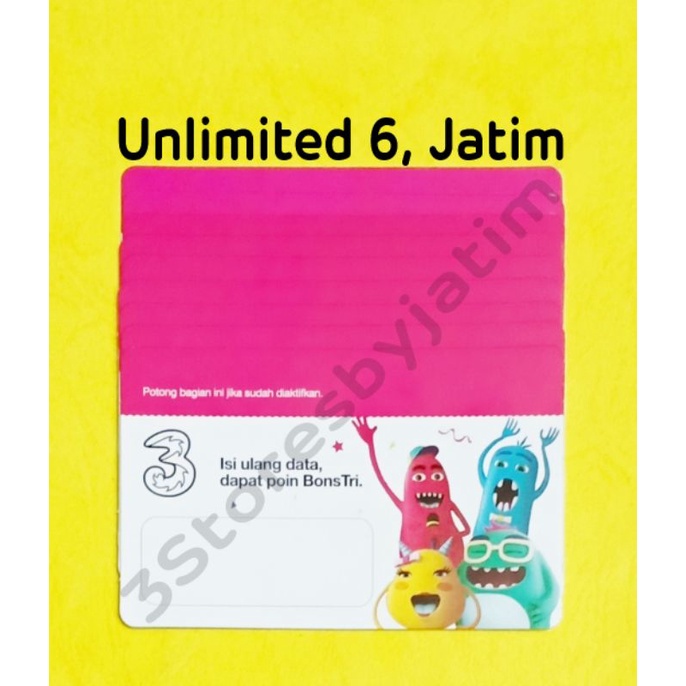 Voucher Kuota Data 3 / Tri / Three Unlimited 6, Jatim