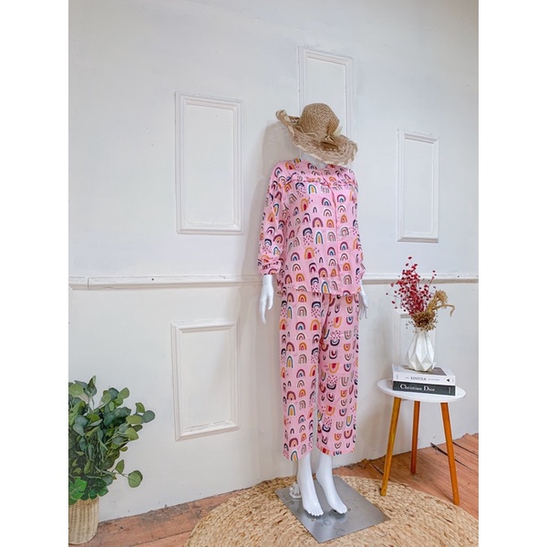 ONE SET RAYON FULL KANCING (PILIH MOTIF) / PIYAMA RAYON WANITA MURAH / PAJAMAS BUSUI / DAILY SET-KC 11
